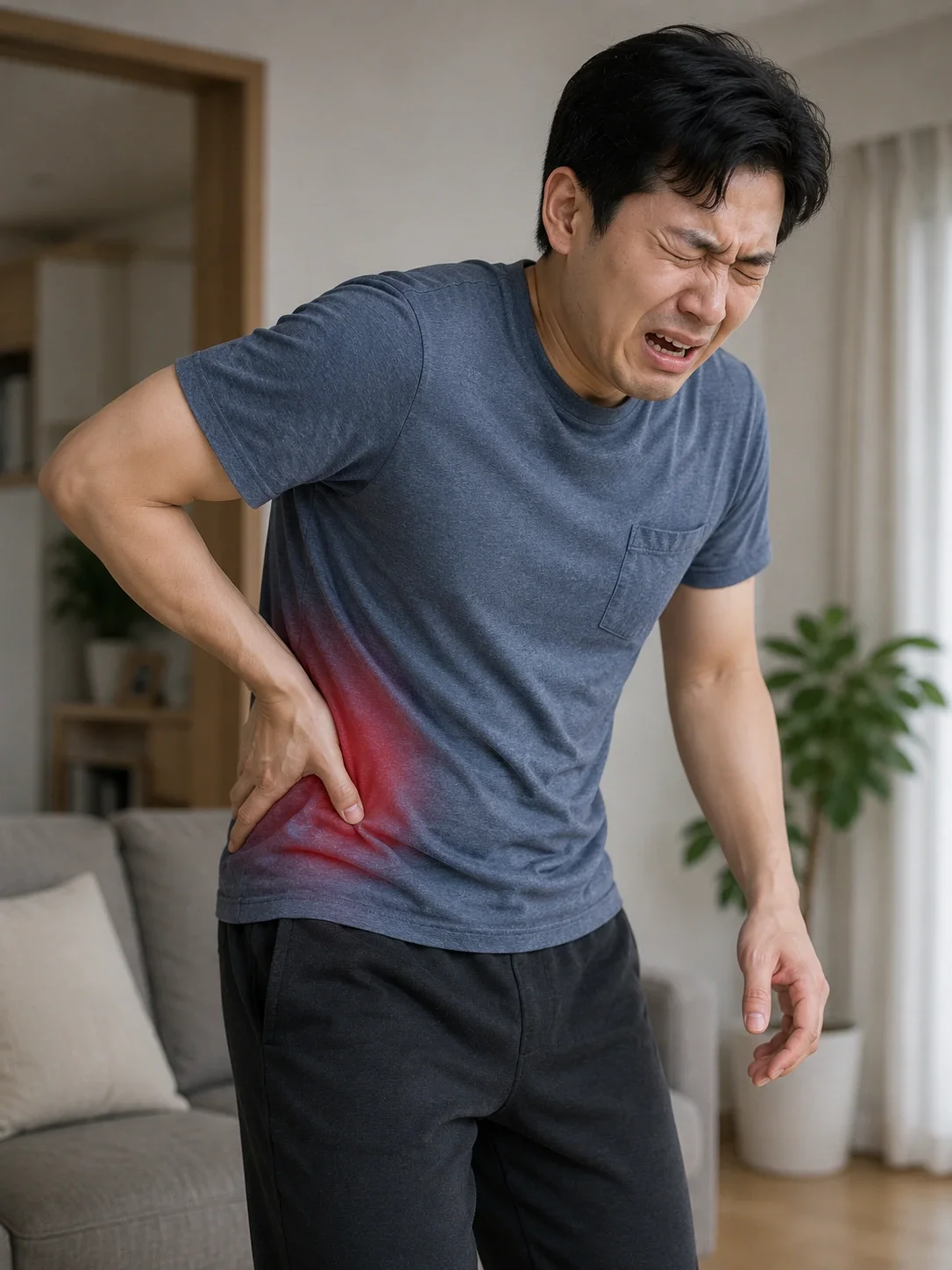 음낭 통증이 가장 대표적이며, 정삭을 통해 서혜부·하복부까지 통증이 나타나는 경우